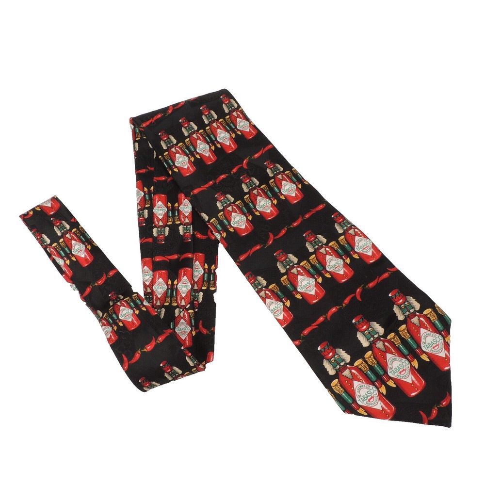 Tabasco Sauce Christmas Nutcracker Tie 100% Silk Adult Black Made in USA